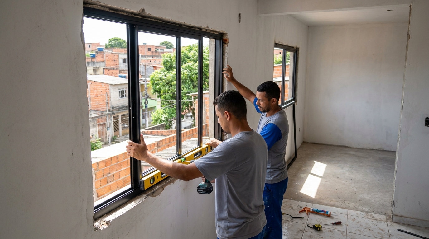 Esquadria de alumínio em obra em Volta Redonda-RJ